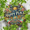 Round Metal Sign Welcome To My Happy Place Living Room Wall Decor