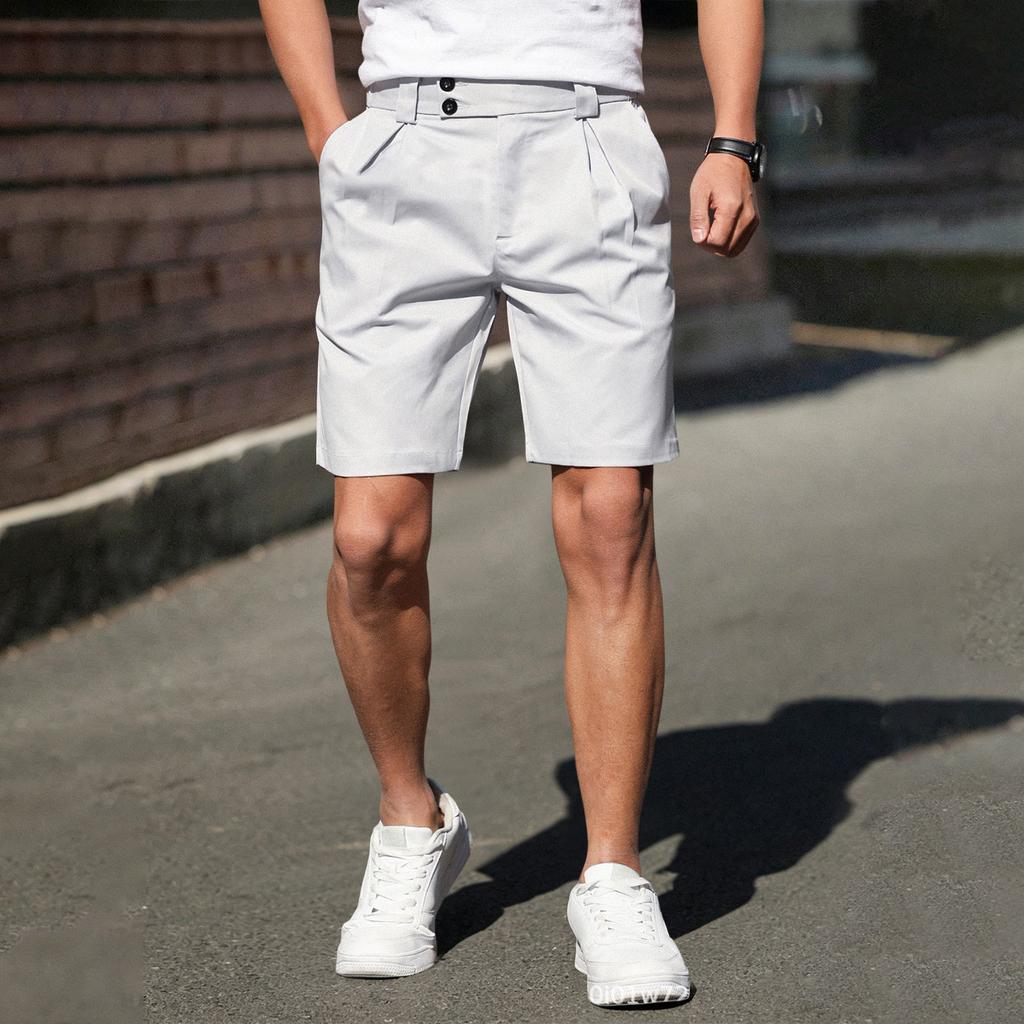 Herren Freizeithose Gerader Schnitt Knopfbefestigung Reißverschluss Seitentaschen Gürtelschlaufen Leichter Stoff für den täglichen Gebrauch