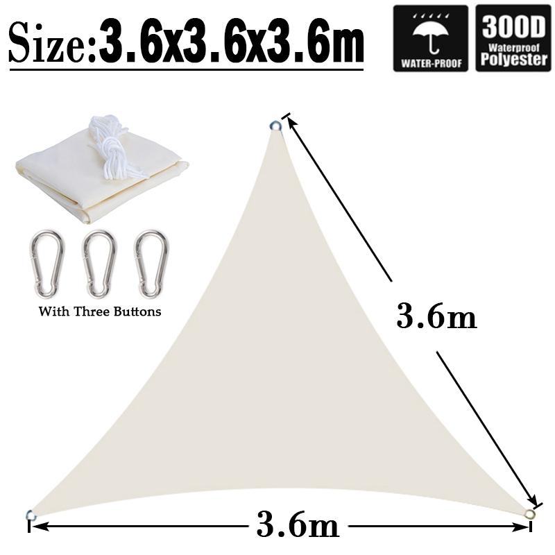 Milky 300D Polyester Waterproof Sun Shade Fabric Sun Shelter Tent Outdoor Triangle Rectangle Awning Garden Terrace Sun Canopy