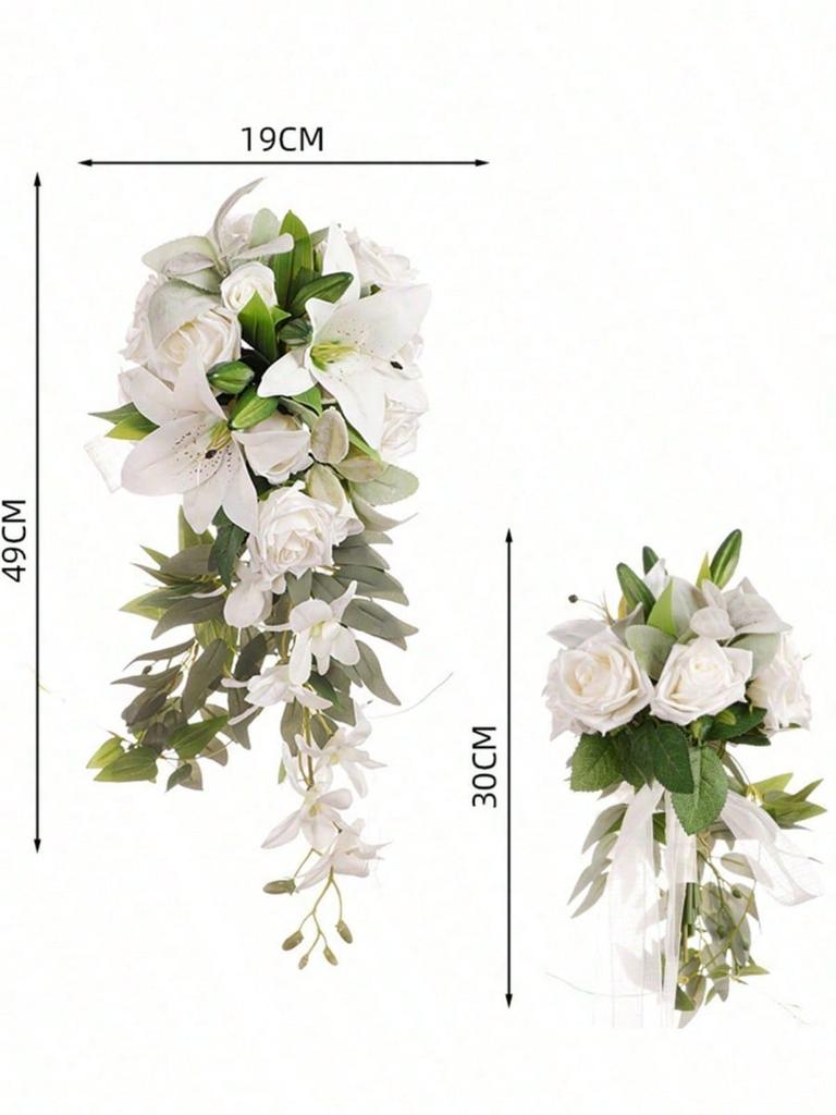 Buquê de noiva Buquês de casamento em cascata para noiva Buquês de noiva artificiais para cerimônia de casamento e aniversário Decoração de dia dos namorados