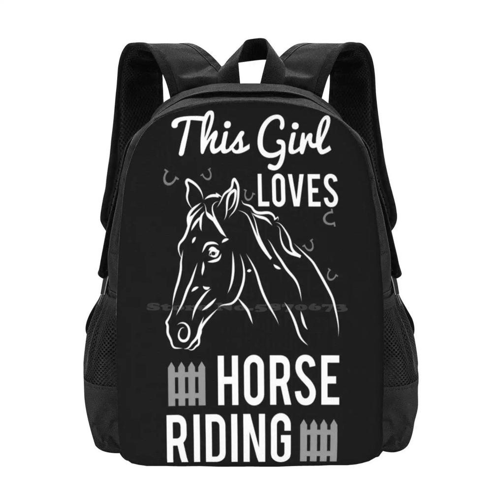 This Girl Loves Horse Riding Bag Backpack For Men Women Girls Teenage Horse Lover Horse Friends Equestrian Horse Drawing Horses