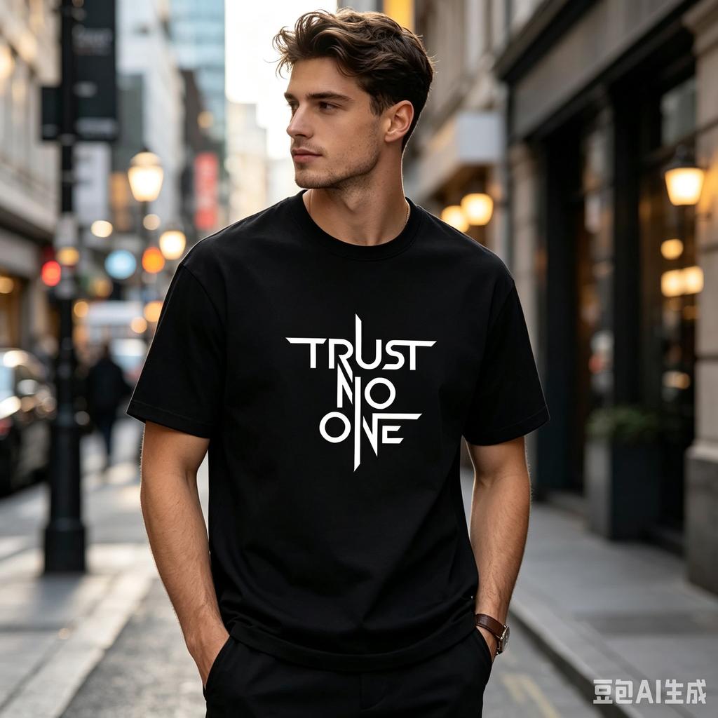Unisex Streetwear Tshirt Trust No One Letter Print Minimalist Typography Casual Daily Street Top