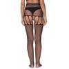 Schwarze Hohlstrick-Bikini-Netzsocken Jacquard-Muster Ganzkörperstrümpfe Damen Sexy Fischgrät-Strumpfhosen mit Blumen Gitter Party-Strumpfhosen