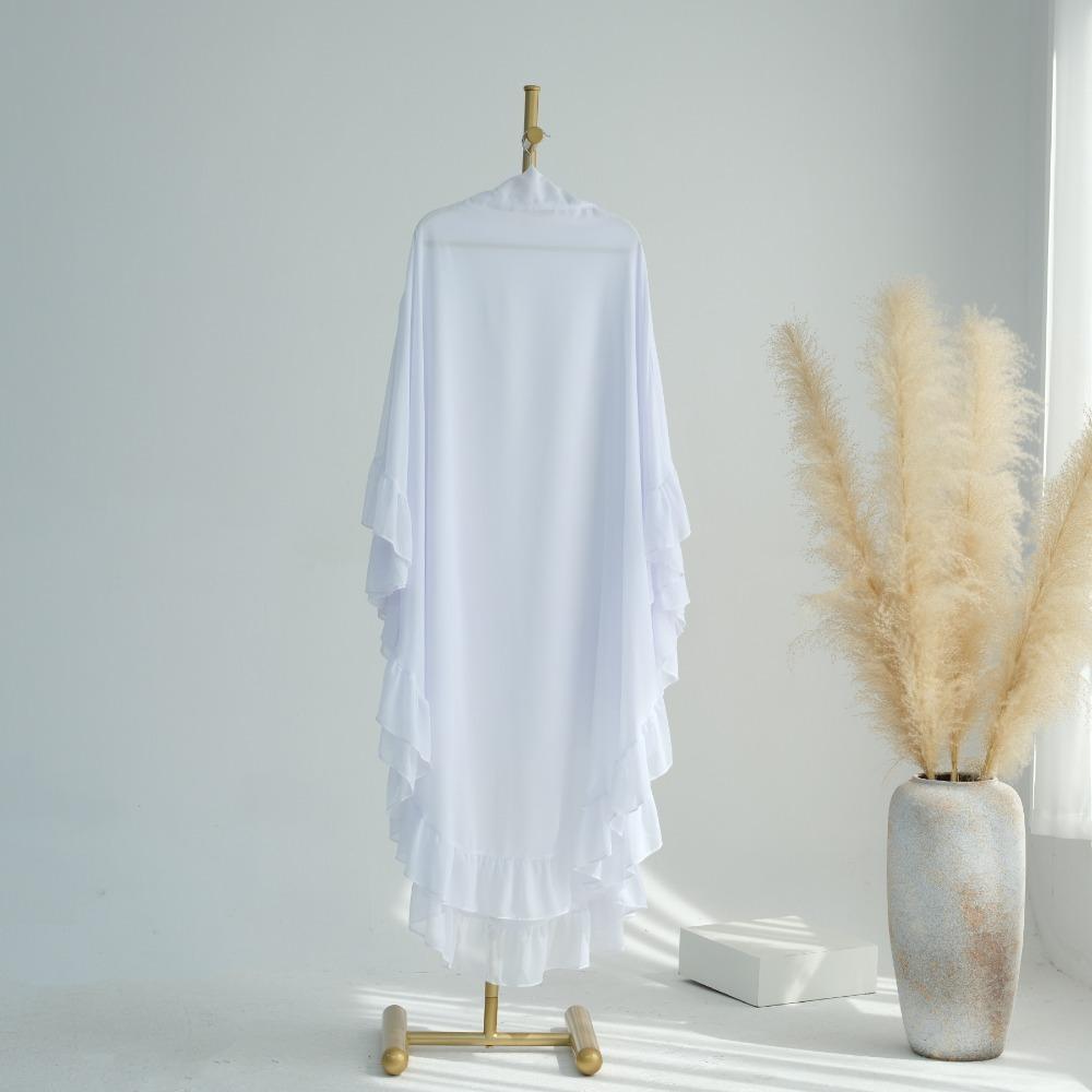 Long Chiffon Ramadan Khimar Abaya Headscarf Prayer Dress Muslim Abaya  Dubai Saudi Black Robe