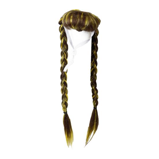 Porch Goose Wig Cute Goose Statue Braid Wig Funny Double Braids with Adjustable Elastic Band for Lawn Goose Statue Yard Garden Outdoor Decoration