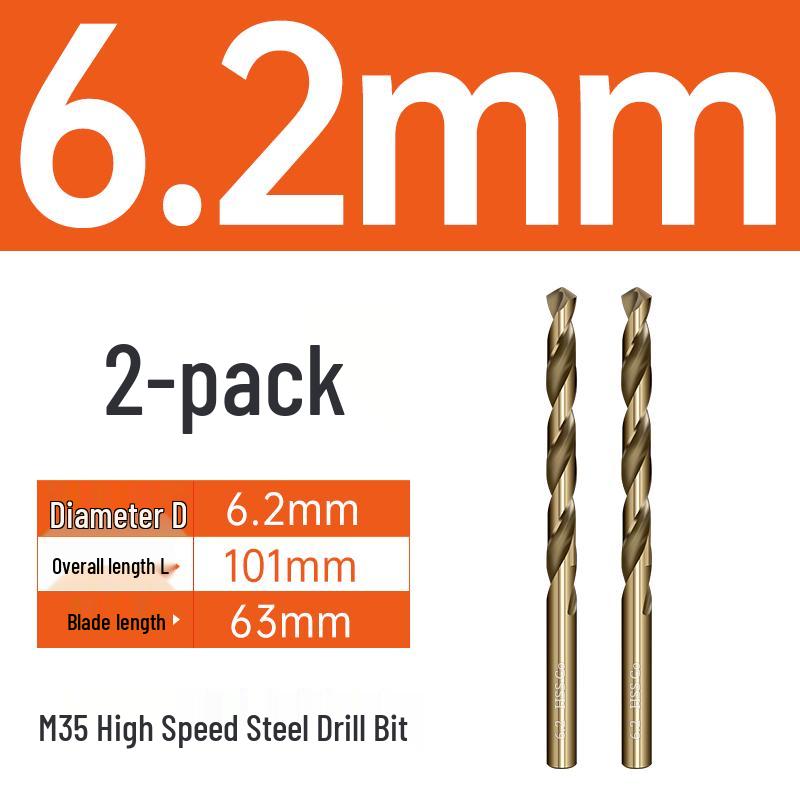M35 Cobalt Twist Drill Bits Set for Stainless Steel, High Hardness, Straight Shank, Hand & Electric Drills