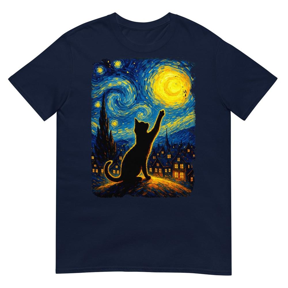 Black Cat Starry Night Van Gogh Cat Cat Mom Cat Dad TShirt S