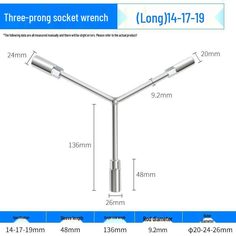 Dreifach erweiterbarer Multifunktions-Y-Steckschlüsselschlüssel für Motorrad- & Autoreparatur
