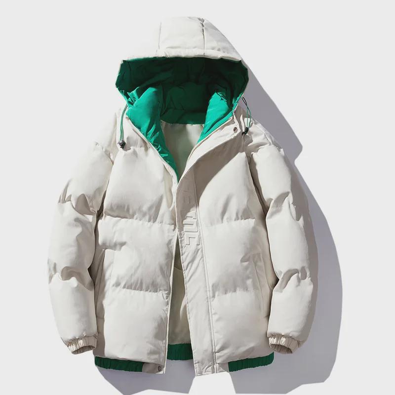 Men's Korean Style Hooded Cotton-Padded Jacket - Thick, Warm, and Trendy Winter Wear