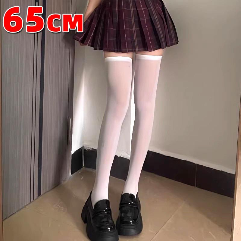 

Women‘s Silk Nylon Long Sock for Ladies Black White New Spring Summer Socks Girls Skinny Ultrathin Over The Knee Thigh Stockings One Size