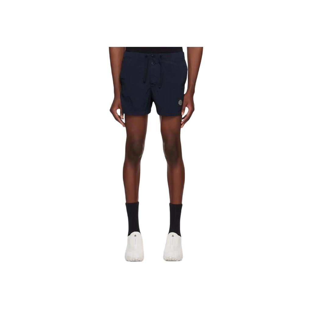 STONE ISLAND Slim Fit Metal Nylon Swim Trunks Navy Blue Men Streetwear 8015B0643-A0020