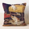 Oil Painting Cat Cat Picture Pillowcase Living Room Sofa Cushion Cover Bedside Pillow Pillowcase Home Decoration