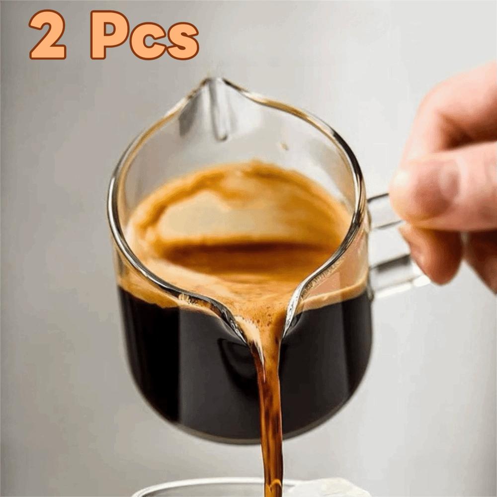 2 Piece Multi-purpose Clear Glass Coffee Cup Set 120 ML with Handle Coffee Mug Mini Heat-resistant Espresso Cup Set Living Room