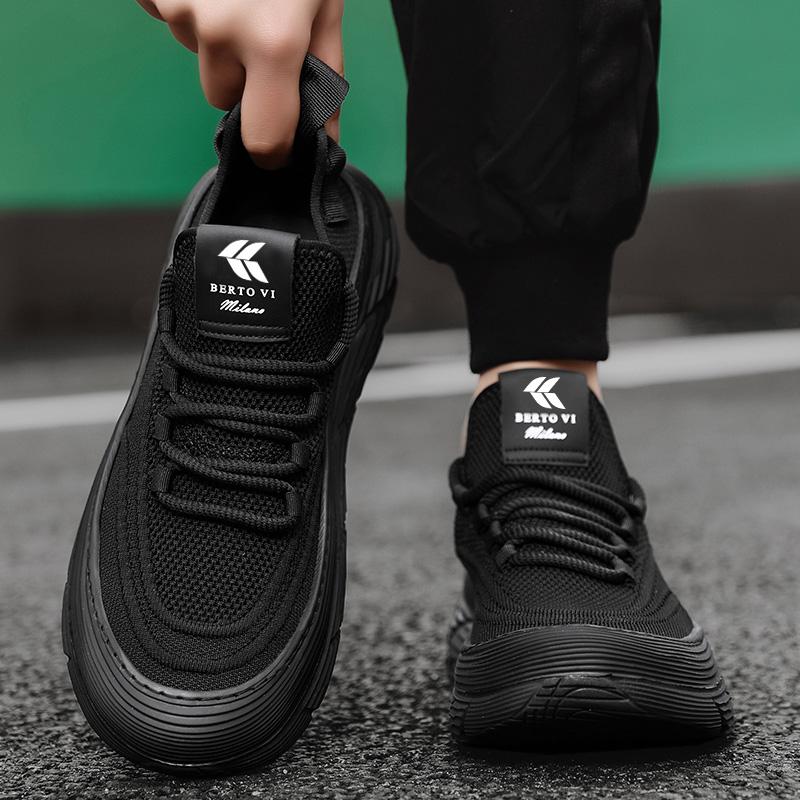 

Весна 2024 года, новые повседневные универсальные модные мужские туфли, простые и дышащие, спортивные, дышащие, сетчатые, модные туфли 39 чёрный