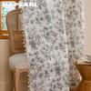 1PC NAPEARL Retro Black and White Floral Curtains with Tassel Edges and Semi Blackout Curtains for Window Kitchen Bedroom Living Room Home Decor