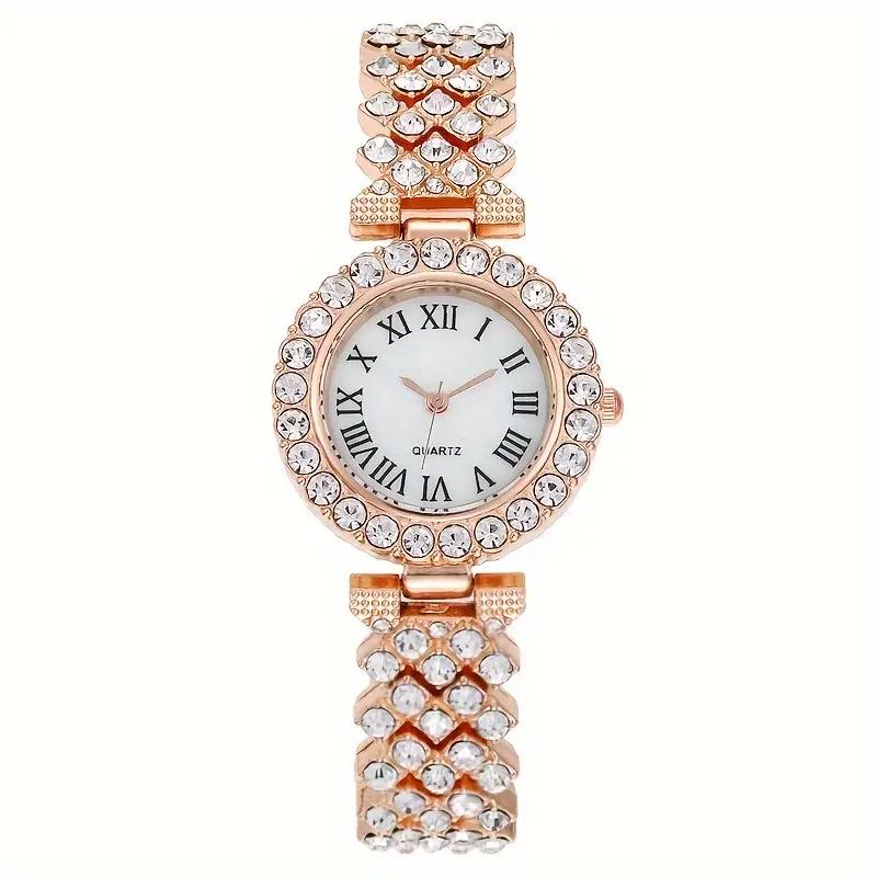 

Women s Cross-Border Alloy Bracelet Watch with Diamond Accents - Trendy, High-End Quartz Design Factory in stock [bulk orders negotiable] рожевий колір золота