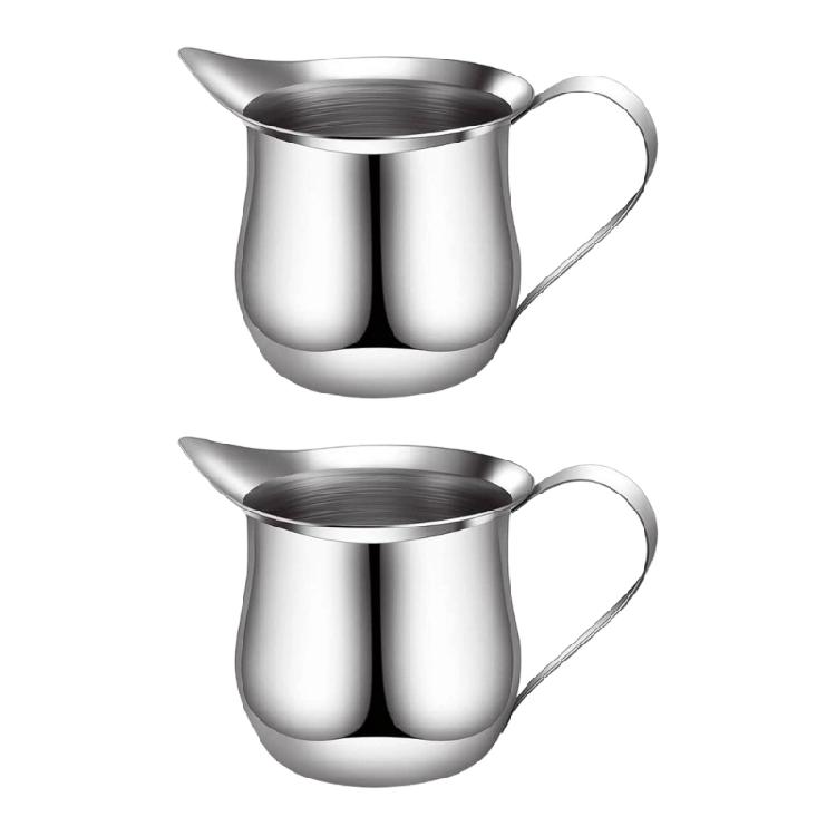 

2Pcs Milk Frothing Pitcher Stainless Steels Small Bells Shape Creamer Mini Coffee Jugs for Baristas Cappuccino Espresso Cup 60