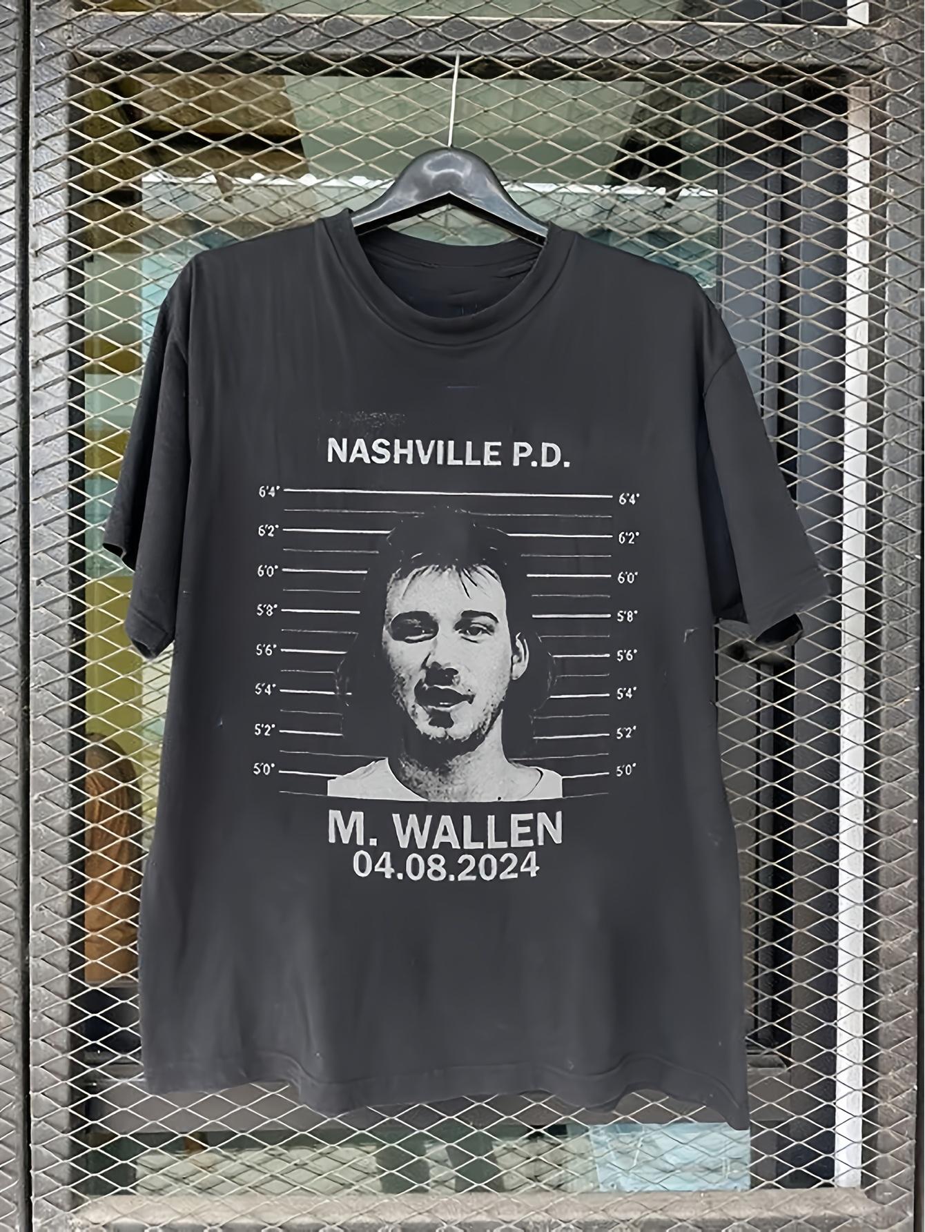 

Warren Leaf Broad Street Tshirt funny Nashville Police Department headshot parody design heavyweight pure cotton crew neck top S