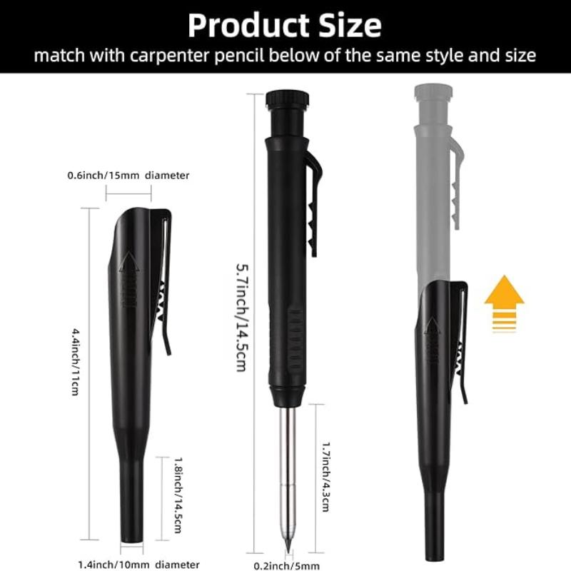 2 Stück/Set Holzbearbeitungsstift-Set, Neuer Kunststoff-Holzbearbeitungsstift mit Radiergummi, Tiefenraum-Positionierungs-Druckbleistift, Eingebauter Anspitzer, Holzbearbeitung