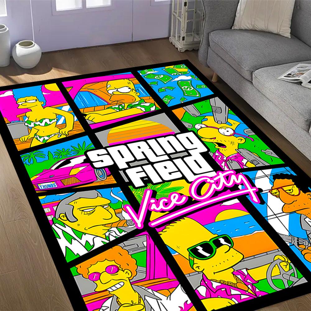 Tappeti Antiscivolo a Tema Mashup Simpsons Gta Vi - Arredamento per la Casa in Poliestere, Adatti per Camere da Letto, Soggiorni, Ingressi, Studi e Decorazioni