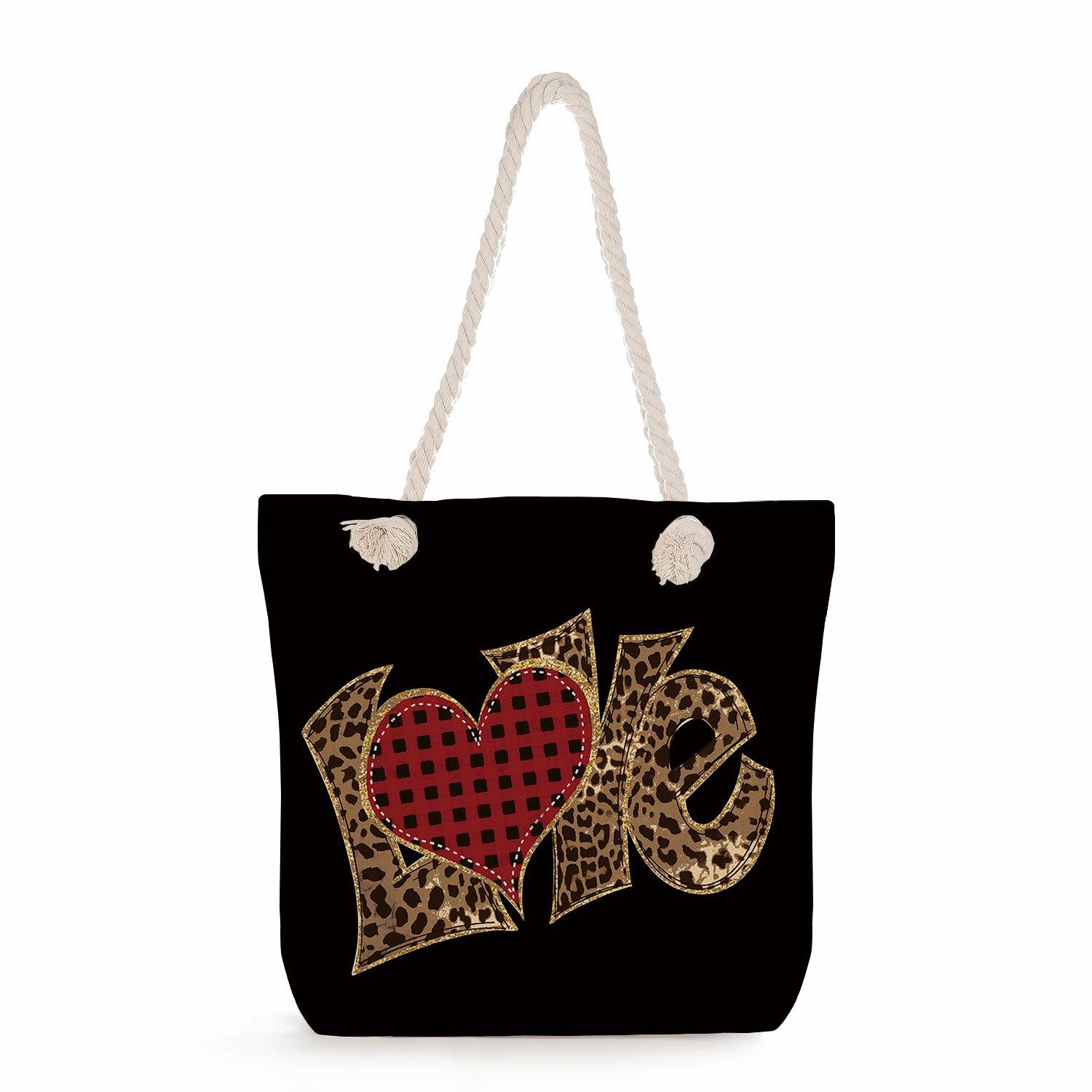 

Multifunctional Valentine s Day Printed Thick Rope Shoulder Beach Bag Casual large capacity handbag 0122 CLE