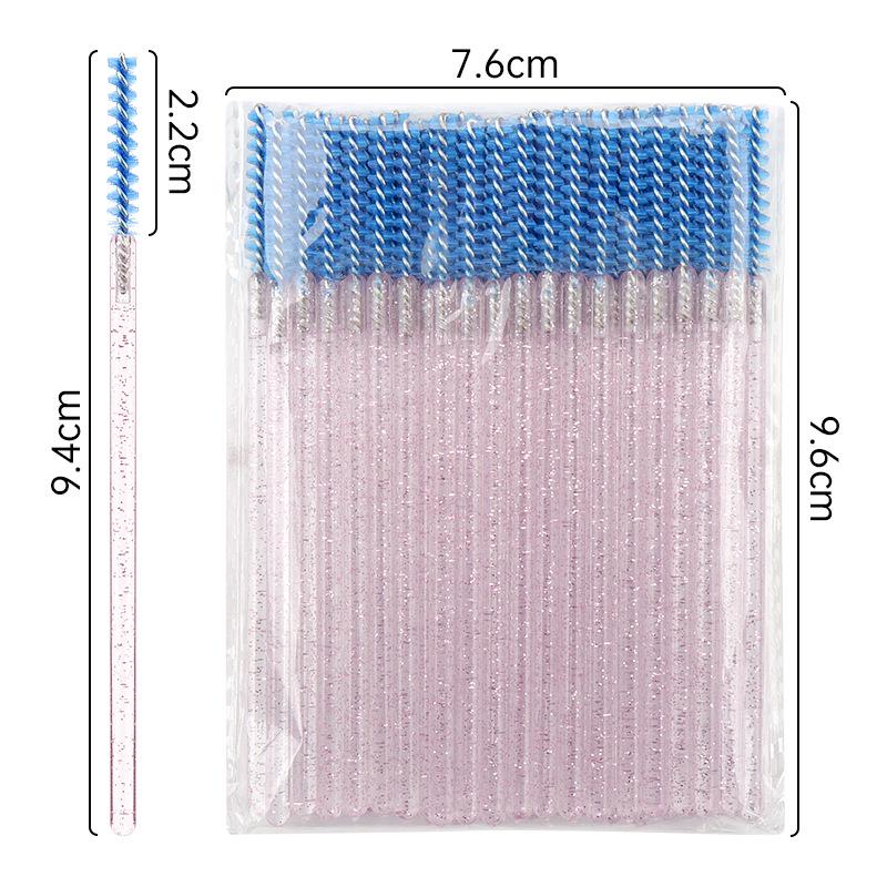 50-Pack Crystal Rod Eyelash Brushes & Curler Kit: Straight Head Brush, Spiral Tool & Eyebrow Comb