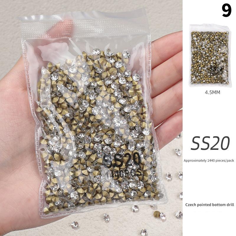 Nail Sharp Bottom Diamond Decoration Flashy Stereoscopic Rhinestone Nail Accessories Nail Painting Nail Salon Nail Artists