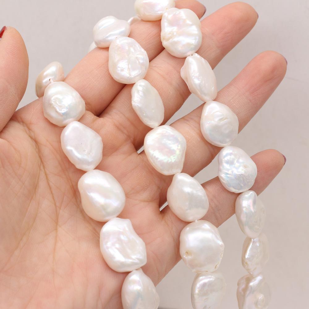 

1String, Big Button Shape Pearls, White Natural Freshwater Pearl Beads, 14-15 mm, for DIY Necklace Bracelet Accessories, Jewelry Making, 36cm 1String/14-15mm-36cm белый