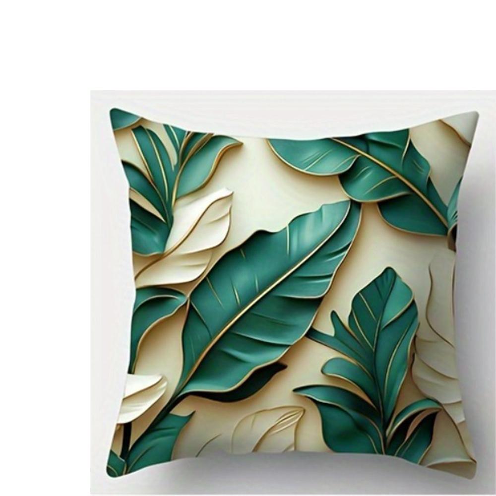 Green & Gold Leafy Elegance PillowcasesLiving Room Sofa Cushion Cover, Soft and Comfortable, Bedroom Room Decoration
