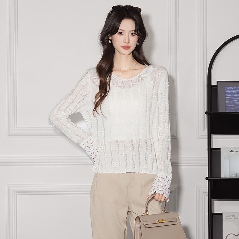 

Women s Round Neck Jacquard Knit Pullover One Size