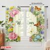 2pcs 2D Flat Printing Curtains Wildflower Birthday First Butterfly Polyester Without Electricity Holiday Decorations for Parties