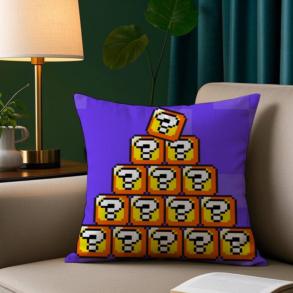 Cartoon M-MarioS Game Pillow Case Plush Fabric Soft Pillowcase Double Sided Print Sofa Cushion Cover Throw