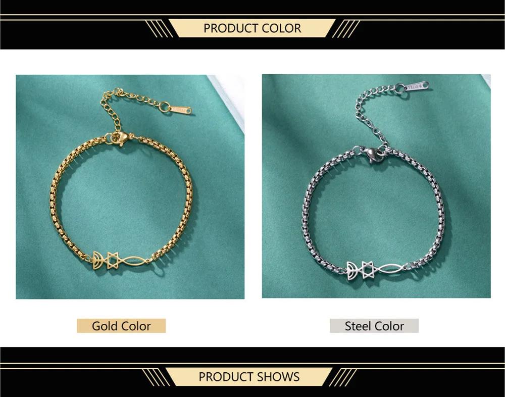 Dawapara Messianic Seal of Jerusalem Bracelet Jewish Star of David Menorah Religious Judaism Hanukkah Gifts Stainless Steel