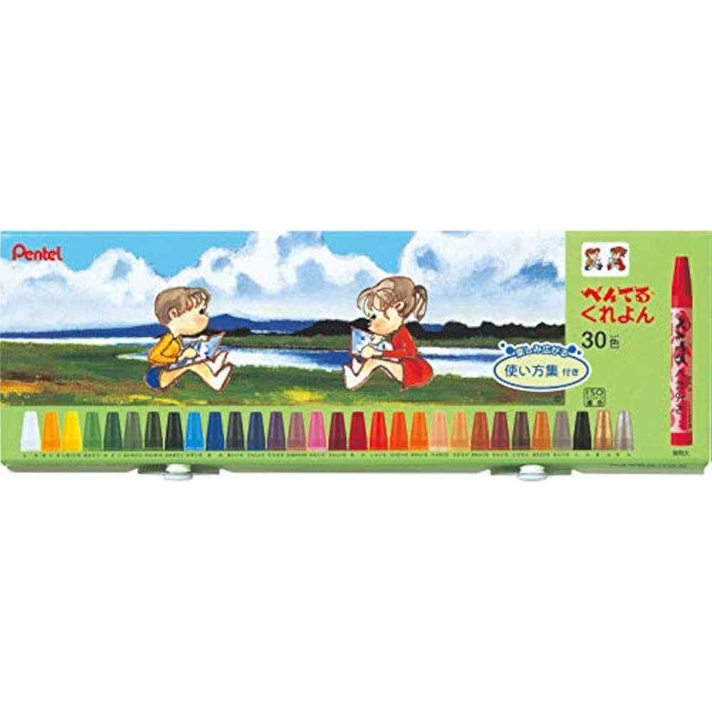 Pentel Crayon PTCR-30 30 color set with usage collection