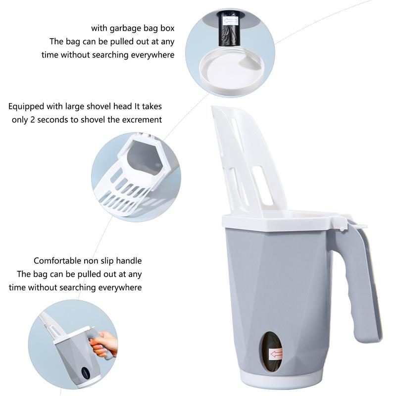 Integrierte Katzenstreuschaufel, verdickt, großes Fassungsvermögen, sofortige Sandleckage, Katzenstreuschaufel mit Tasche