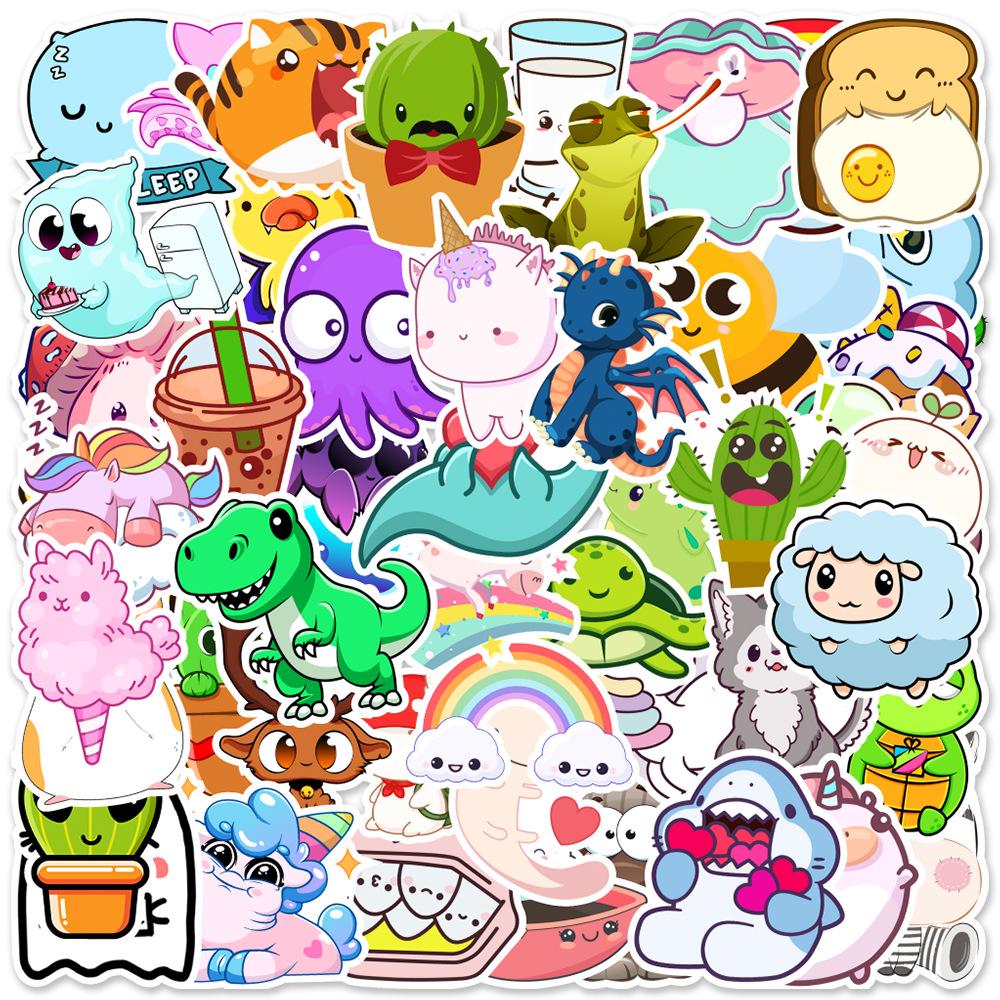 50PCS Cute Cartoon Graffiti Stickers for Notebooks, Skateboards, Water Bottles, Cars, and Luggage