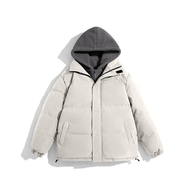 Big Yards of Fake Two-piece Cotton Clothing Men's Winter Down Padded Thickened Bread Clothing Cotton Jacket Hooded Cotton Jacket Thickened Warm
