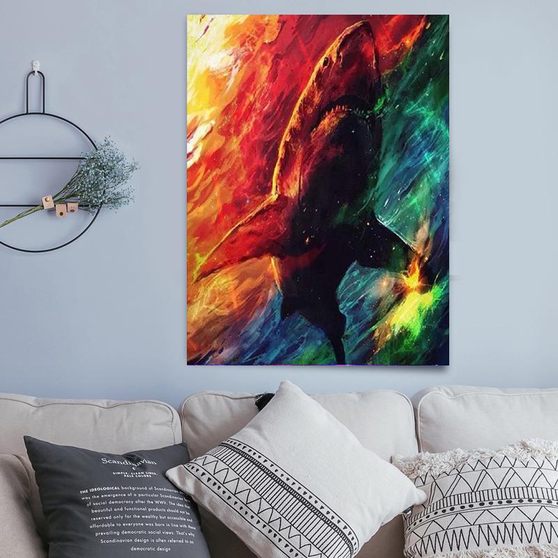 

Huacan 5D алмазная живопись полный дисплей Акула Алмазная вышивка полная круглая вышивка крестом стразы Декор домашний подарок Full Round 20*30 cm