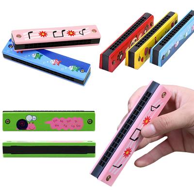 16-Hole Colorful Harmonica Cartoon Animals Painted Wooden Harmonica Parent-Kid Musical Instrument Toys Party Gifts Souvenirs ZYF