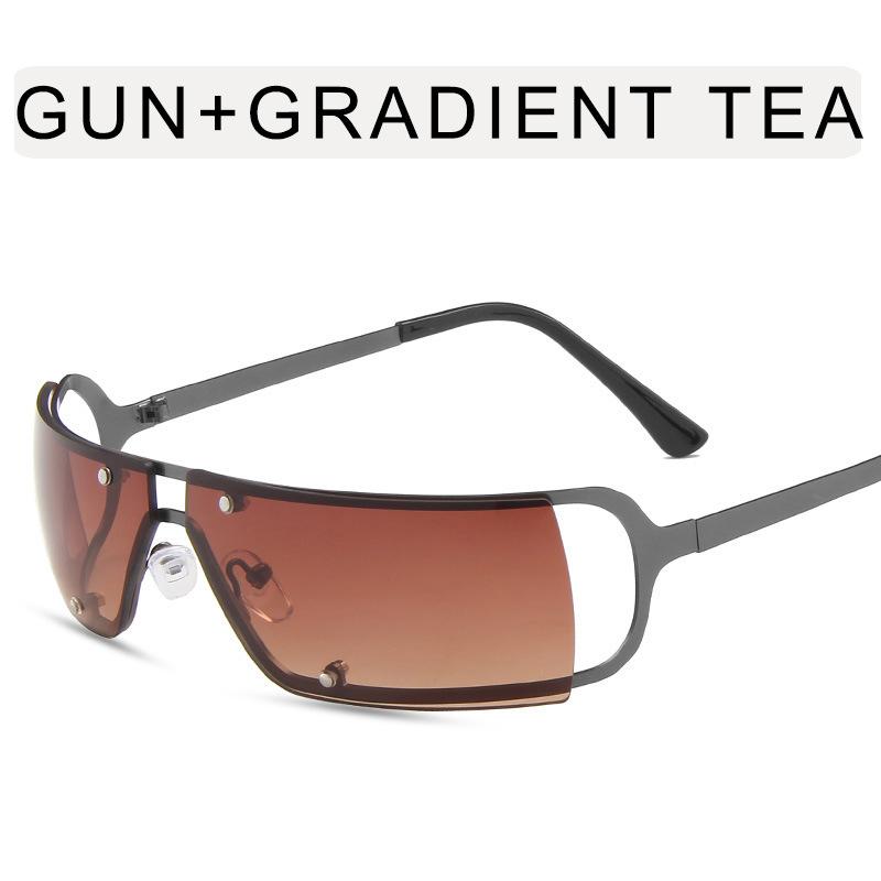 Dámské sluneční brýle Cyberpunk bez obrouček s retro kovovým rámem - Y2K Steam Punk odstíny