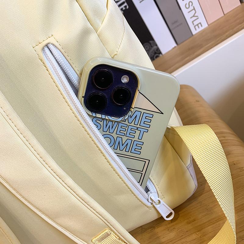 Middle School Student Backpack Solid Color Women's Large Capacity Schoolbag