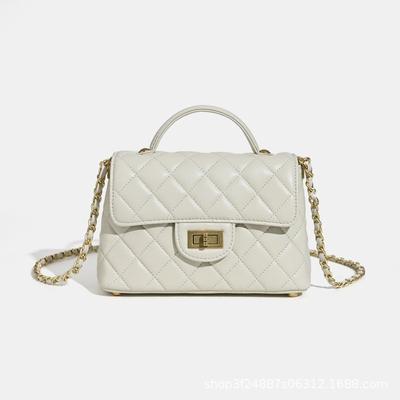 2026 New All-matching Women's Cross-body Square Bag First-layer Sheepskin Single-shoulder Diamond-style  Style Chain
