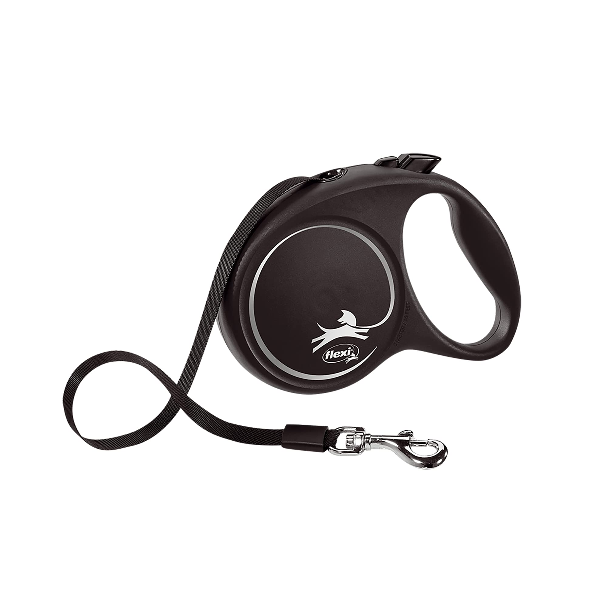 

Flexi Black Design Tape, Medium (Under 25kg), 5m, Silver [Dog Lead]
