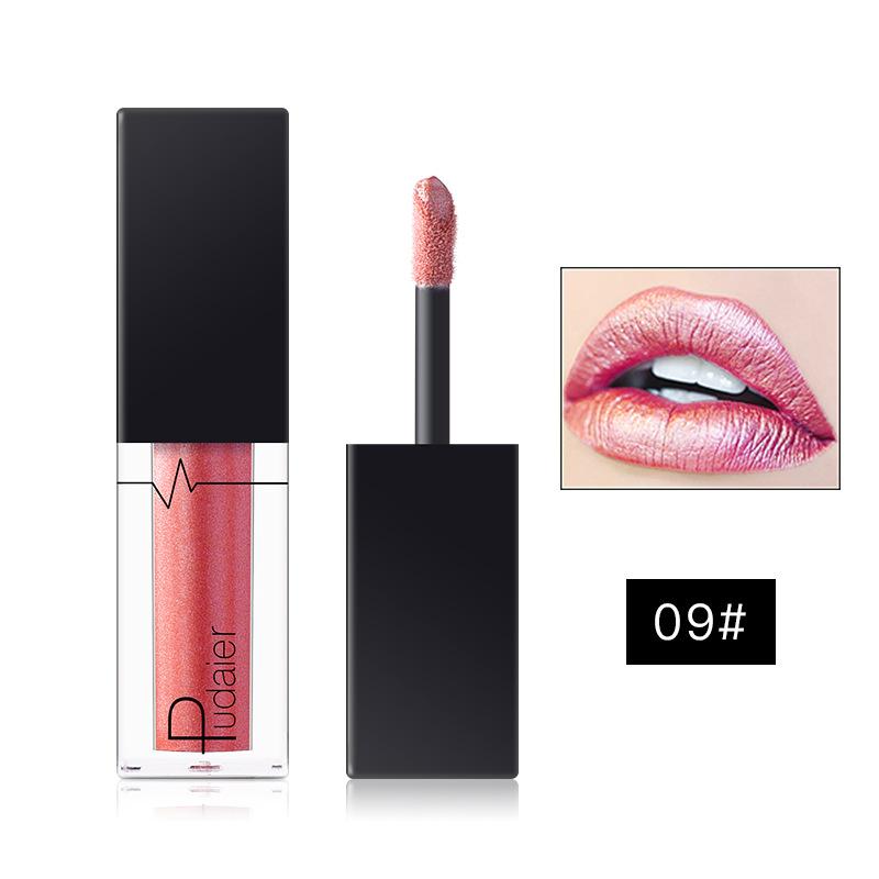 Gloss Labial Metálico Alto Brilho, Longa Duração, Fórmula Não Pegajosa, Batom Hidratante Brilho Labial Ideal para Festas, Encontros e Uso Diário
