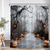 Rideau douche nuit effrayant maison hantée, décor à capuche effrayant, rideau de bain d'Halloween