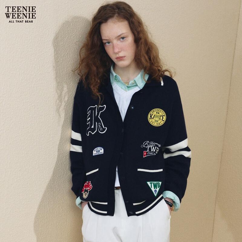 Teenie Weenie Women's Bear Letter Polo Knitted Cardigan
