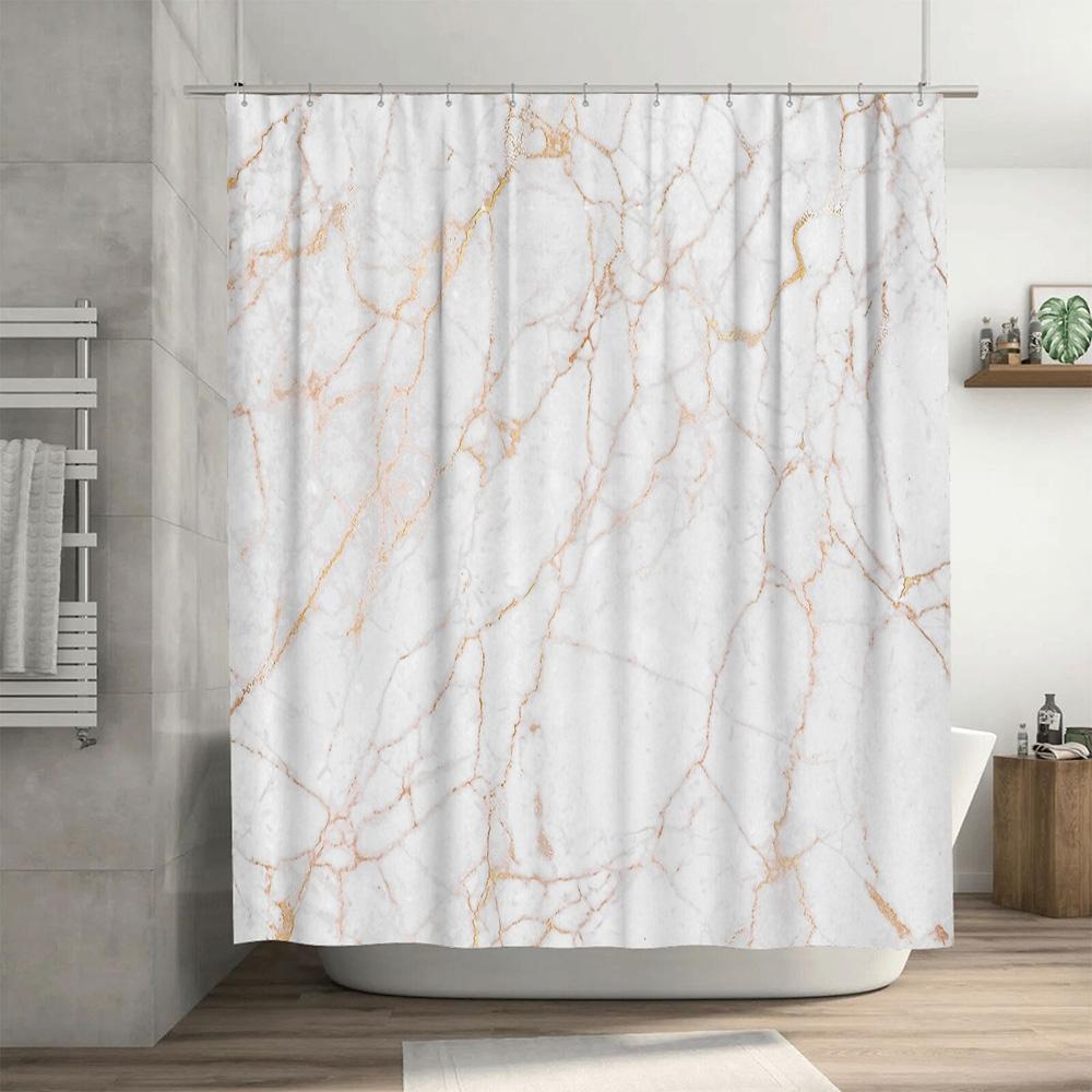 Marble Shower Curtain Waterproof Vintage Grey Stone Pattern Bathroom Decor Fabric Liner Backdrop Washable Modern Home Textile