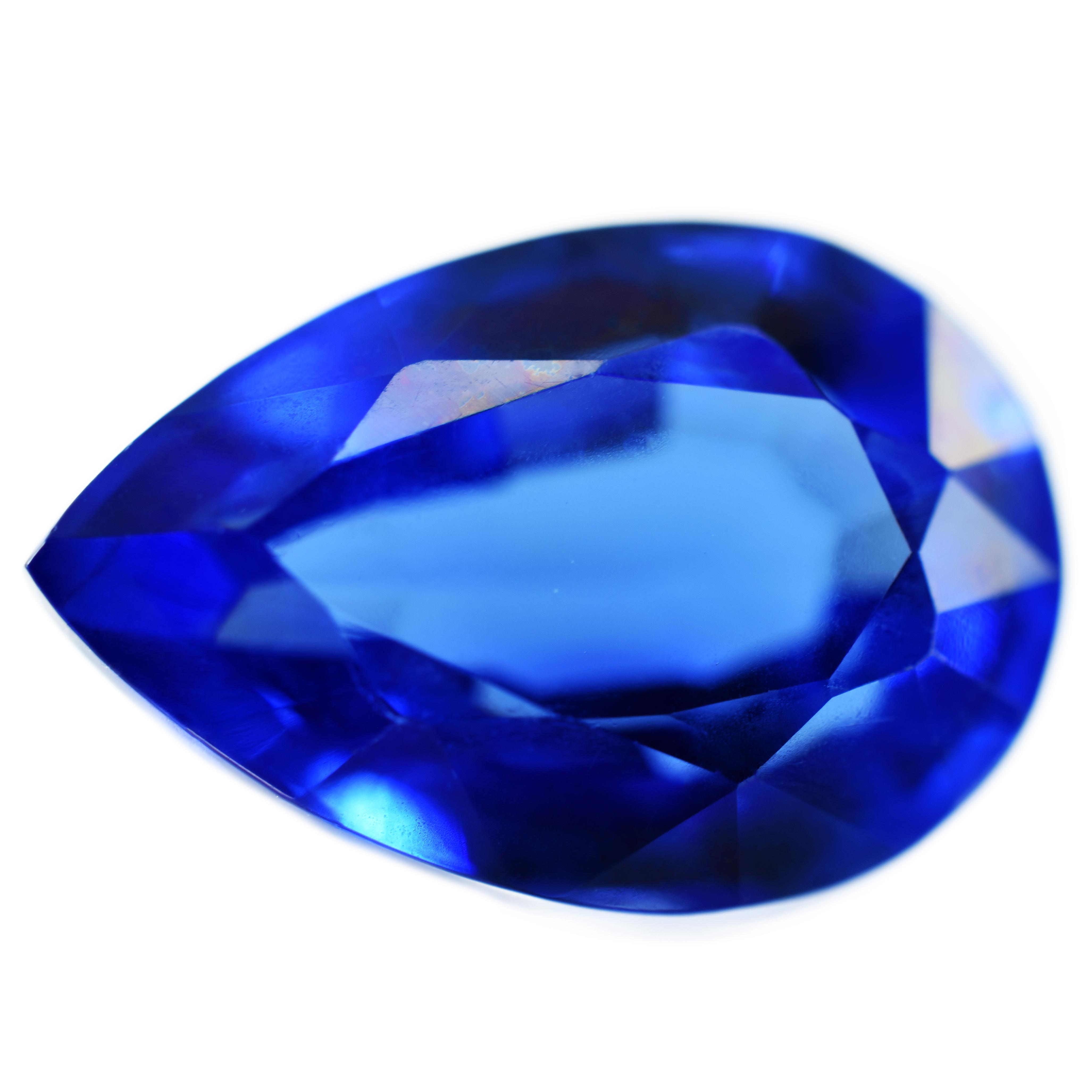 

Natural Ceylon Blue Sapphire 10ct Pear Cut Certified Loose Gemstone 15 mm синій