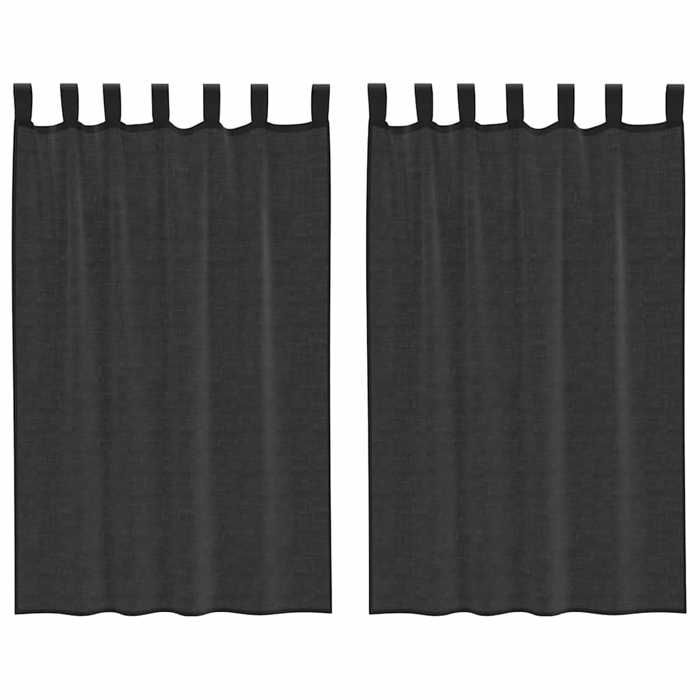 VidaXL Voile Curtains with Eyelets 2 Pcs Black, Net Curtain, Sheer Curtain, Window Voile, Treatment of 4102257