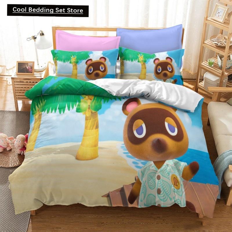 3D Print Animal Cartoon Crossing Game Bedding Set Double Twin King Duvet Cover Comforter Pillowcase Boys Girls Adults Bedroom